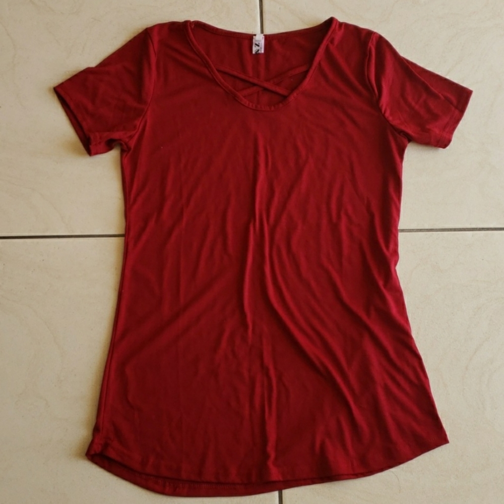 #10447-10 🔥🔥Tank top with front strap detail,M,Red.